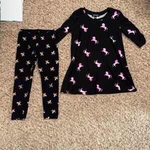 Size XS/4-5 girls unicorn bundle of 2 - leggings and dress.